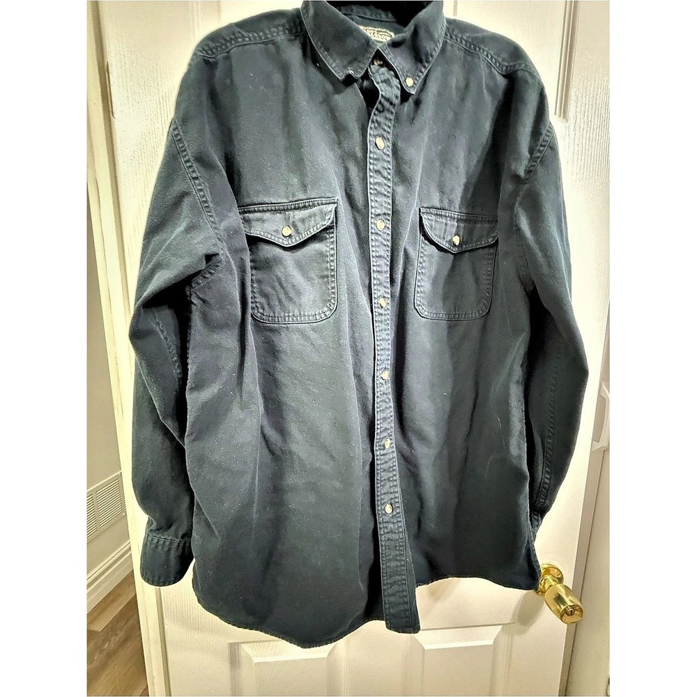 Croft & Barrow Mens Black Cotton Button Down Shirt XL Tall Two Pocket Button Up